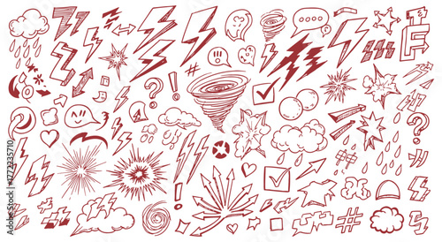 red expressive doodle icons