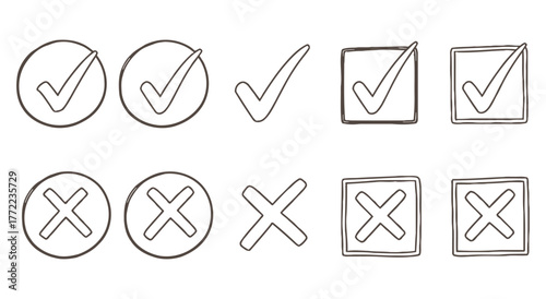 check and x mark icon set