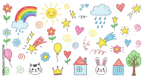 whimsical kids doodle set