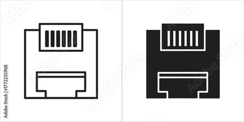 Floppy disk icon in outline and glyph style