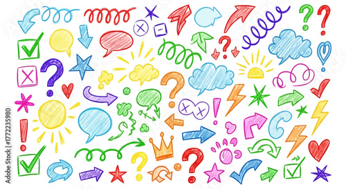 colorful symbol doodle set