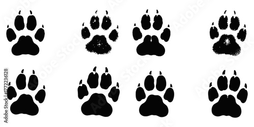 animal paw print icon set