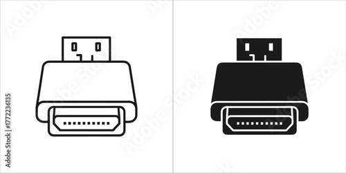Hdmi port icon, high definition multimedia interface connector