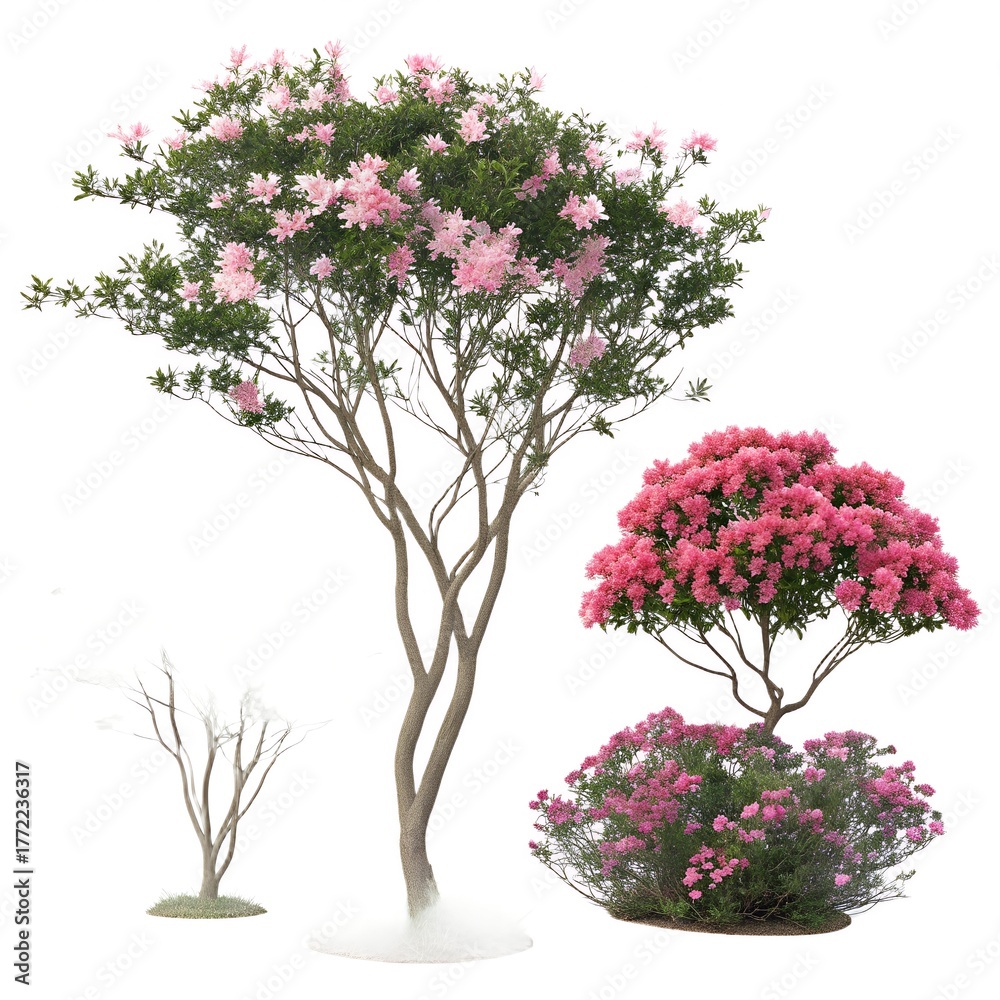 Naklejka premium pink tree in a pot