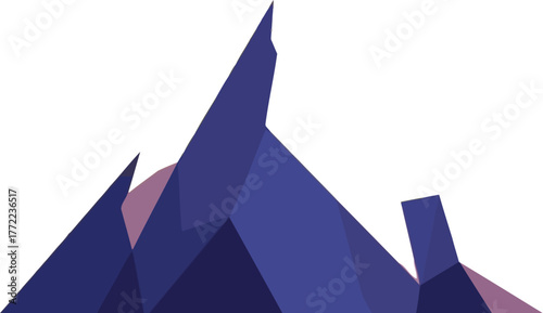 Geometric mountain peak against a bright sunburst background in a vector style