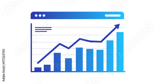 Bar graph showing an upward trend with a blue color scheme.