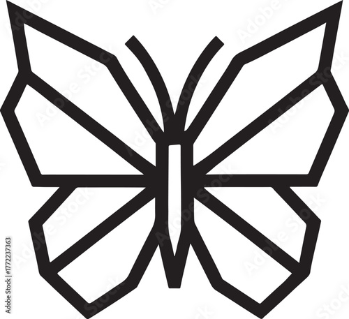  Butterfly geometric symmetry vector showing elegant balance, abstract design, and modern polygon style.
