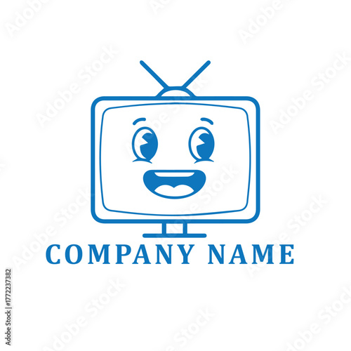 Funny cartoon tv icon vector illustration design with a happy face symbol