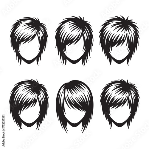 Six black and white graphic hairstyles for women and men haircut