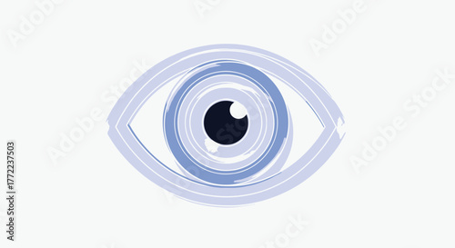 Stylized eye illustration with concentric shapes in blue and purple gradient