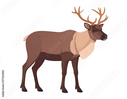 Wallpaper Mural A cartoon depiction of a caribou, with detailed brown fur and impressive antlers Torontodigital.ca