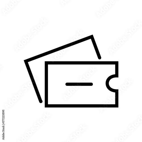 A minimal line icon of airplane tickets with a barcode, representing booking a flight or transportation.