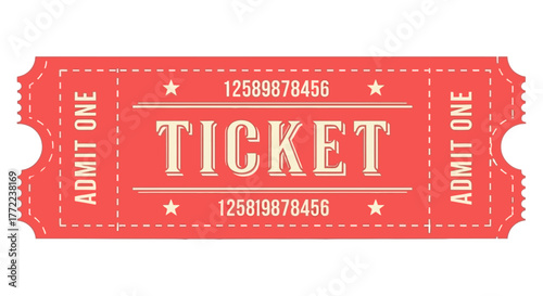 Vintage Red Admit Ticket
