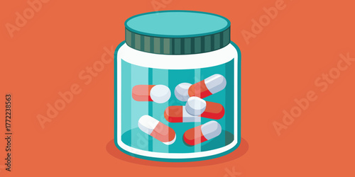 Glass jar with colorful toothpaste tablets on orange background  