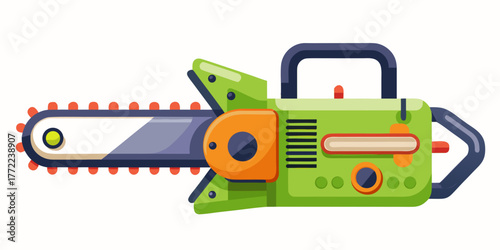 Battery-powered chainsaw with green and orange design  