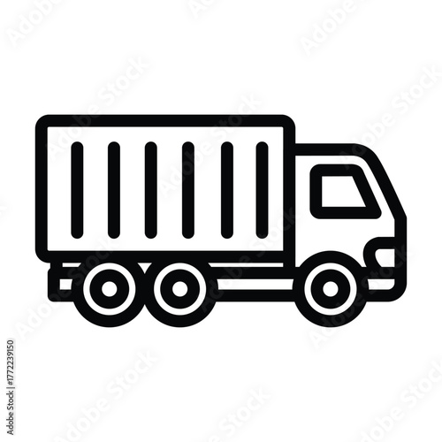 Garbage truck line icon, outline illustration of waste collection vehicle for sanitation and recycling services