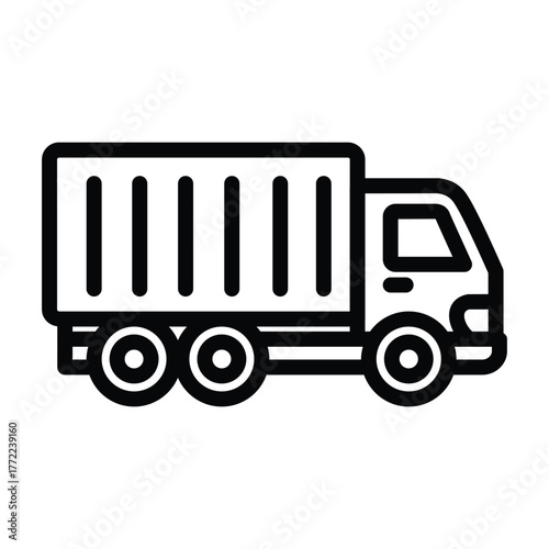 Garbage truck line icon, outline illustration of waste collection vehicle for sanitation and recycling services