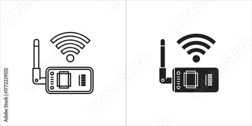 Wireless adapter icon in black and white