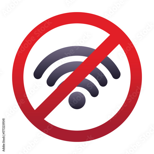 No wifi sign, forbidden sign with wifi icon, no network connection vector illustration, wifi not available sign, no internet access sign