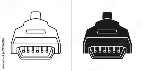 Set of firewire port icons, representing data transfer