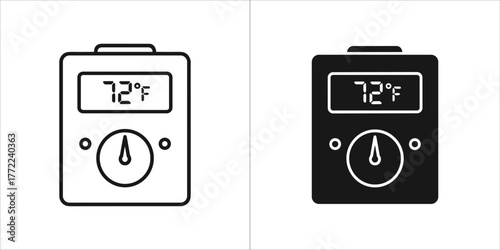 Thermostat icon in black and white