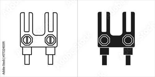 Fork terminal block vector icon in line and glyph style