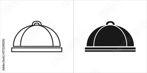Illustration of a food dome in two styles