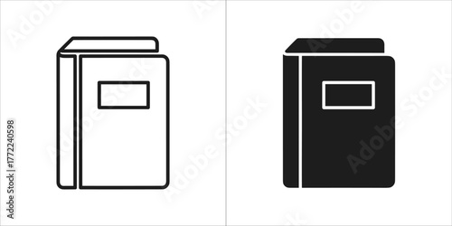 Black and white book icon in flat style