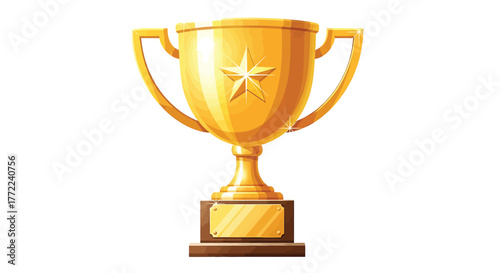 Illustration of a golden trophy cup with a star, symbolizing victory, achievement, and success