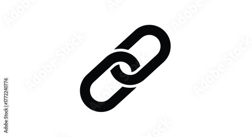 A black chain link icon, symbolizing connection, strength, and unity in a simple, minimalist design