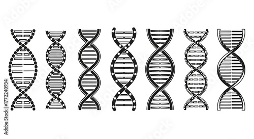 Set of dna helix structures, representing genetics, science, and the blueprint of life in sketch style