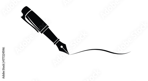 Elegant fountain pen icon, a symbol of writing, creativity, and communication, inspiring expression