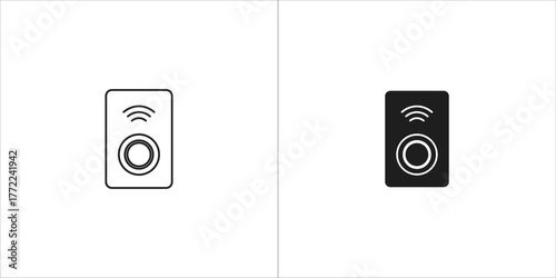 Smart speaker outline and glyph icon, vector illustration