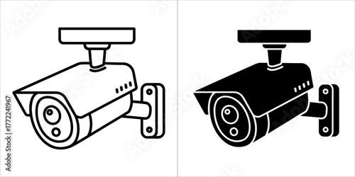Surveillance camera outline and glyph icon, cctv vector illustration