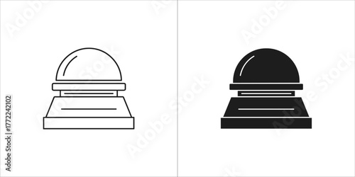 Security dome camera icon in black and white, surveillance equipment