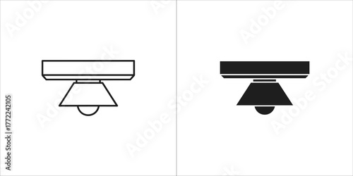 Black and white ceiling lamp icon, vector illustration