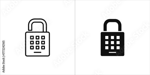 Minimalist combination lock icon set, representing security and privacy