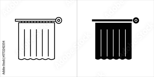 Curtain icon set, window decoration for home interior