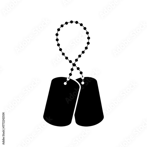 Dog Tags Loop Chain Vector Icon Military Identity Symbol