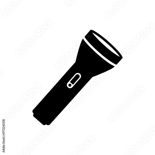 Flashlight Portable Torch Light Symbol in Black Silhouette