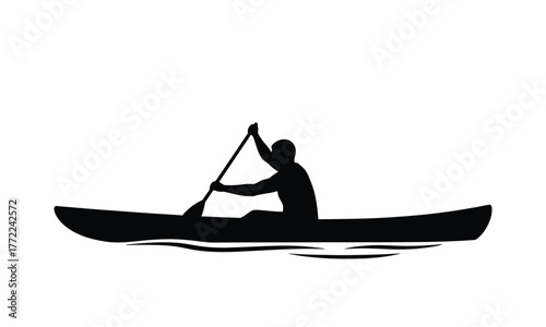 Kayaking Silhouette Vector Adventure Sport Canoeing Symbol