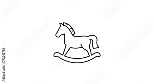 Minimalist outline of a rocking horse, perfect for nursery decor or childrens designs