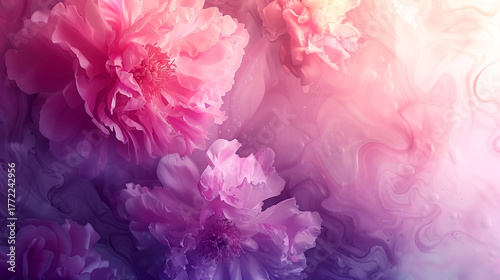 Wallpaper Mural A colorful painting of pink flowers with a purple background Torontodigital.ca