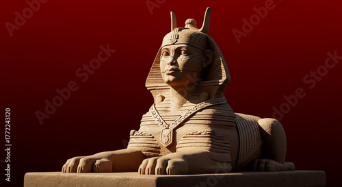 The great sphinx of giza, a limestone statue of a reclining sphinx, a mythical creature with the body of a lion and a human head