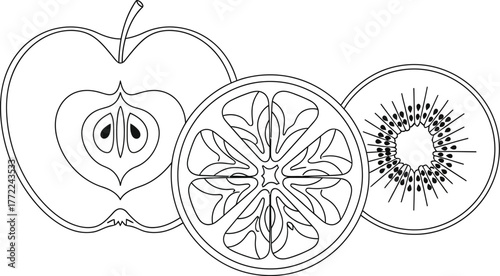 Apple orange kiwi fruit slice food healthy diet nutrition vitamins fresh sweet