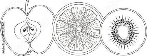 Apple orange kiwi fruit food healthy diet vitamin nutrition fresh organic raw