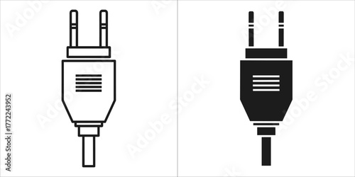 Black and white vector illustration of a european plug
