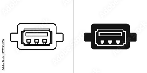 Firewire port, vector icon, illustration