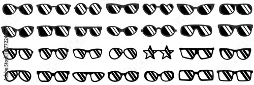 set collections sunglass glossy silhouette. Trendy cool sunglasses design vector illustration
