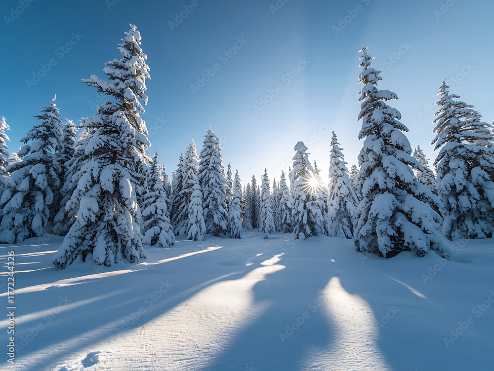 Fototapeta premium Enchanting winter wonderland christmas backdrop for festive scenes and holiday photography